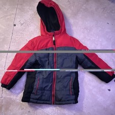 Unisex Kids Size M 5-6 Hooded Puffer Jacket Full Zip Red/Black ZeroXPosur