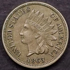 1863 1c Indian Head Cent - AU