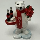 Vintage 1997 Polar Bear Coca-Cola Figurine ROSES