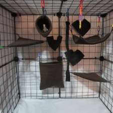 9-Piece Brown Fleece Cage Set for Sugar Gliders – Ultra-Soft & Durable