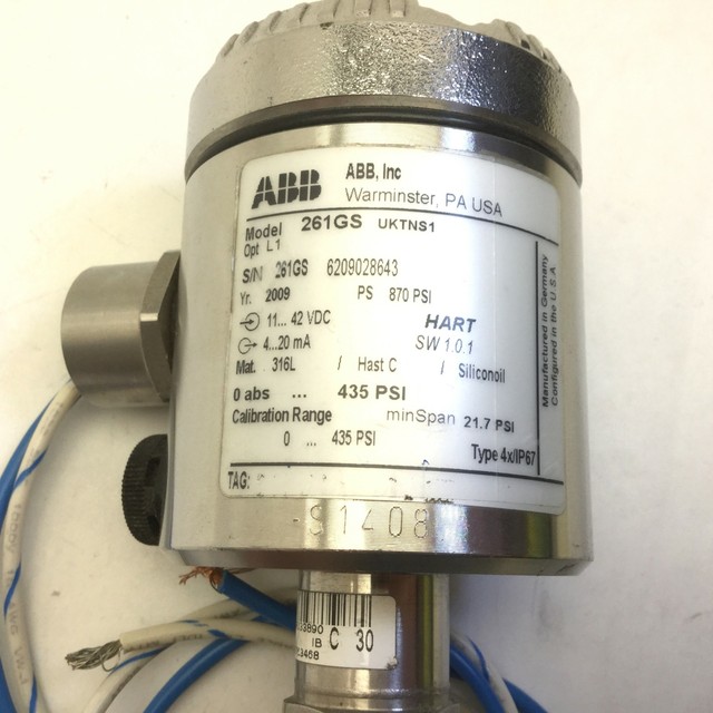 ABB 261GS Pressure Transmitter, 11...42VDC, Calibration Range: 0