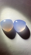 2 VINTAGE NATURAL BLUE CHALCEDONY 16 MM TRILLION POLISHED CABOCHON GEMSTONES