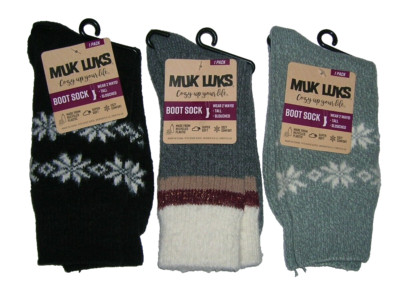 3 Pair Muk Luks Cozy Boot Socks Super Soft Wear 2 Way Comfort Fit Assorted Color