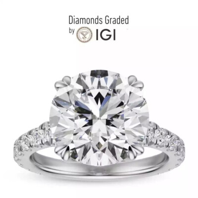 4.05Ct Lab Grown Diamond Solitaire Ring IGI Certified E VS1 – 14K White ...