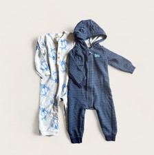 2 Carter's Boy Jumpsuits Fox Print Bear Hoodie 18 Months Gently Use