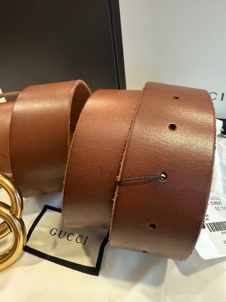 Gucci GG Buckle Brown Leather Belt Size 105 cm, Fit's 36/38 Waist