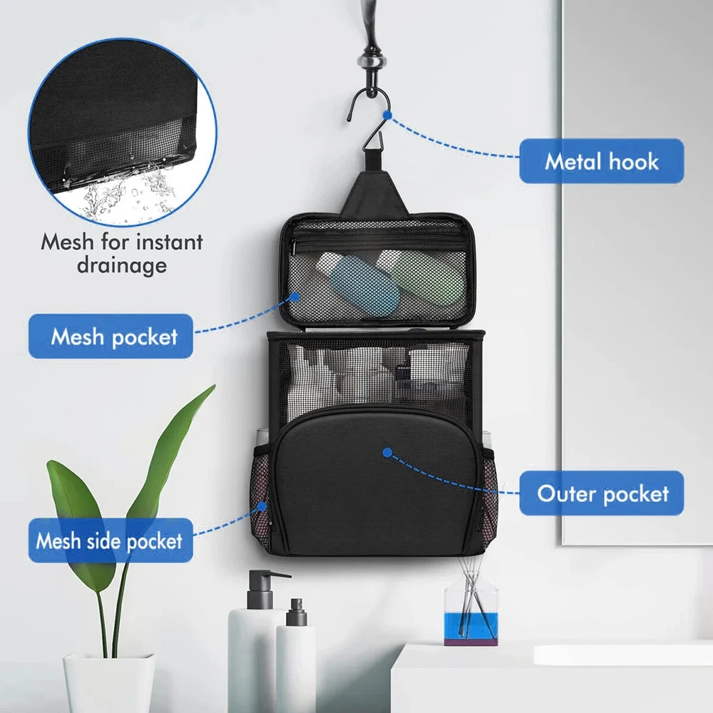 Shower Caddy Bag Portable Hanging Shower Tote Bags with Hook Travel Toiletry Bag