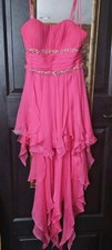 Hot Pink Cache Formal Dress Homecoming Beaded Hi Lo. Way Brighter In Person