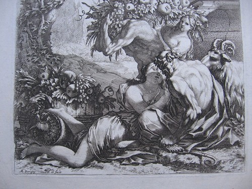 Michel Dorigny: Faun & Bacchantin 1640 / Faun & Bacchante Print Etching - Picture 4 of 6