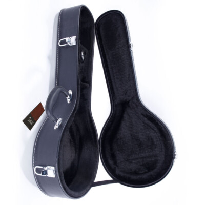 Hardshell A-Style Microgroove Pattern Leather Wood Mandolin Case Black --