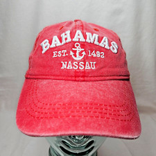 Nassau Bahamas Est. 1492 Weathered Red Strapback Hat/Cap