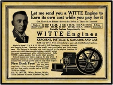 1915 Witte Gas Engines New Metal Sign: Kansas City - LARGE SIZE 12 x 16