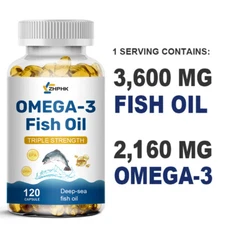 Omega 3 Fish Oil 120 Capsules Triple Strength 3600 mg w/ EPA & DHA Joint Support