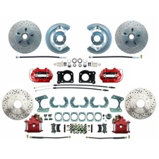 CJ Classics Disc Brake Conversion Kit Drilled/ Slotted Red Front and Rear Mus...