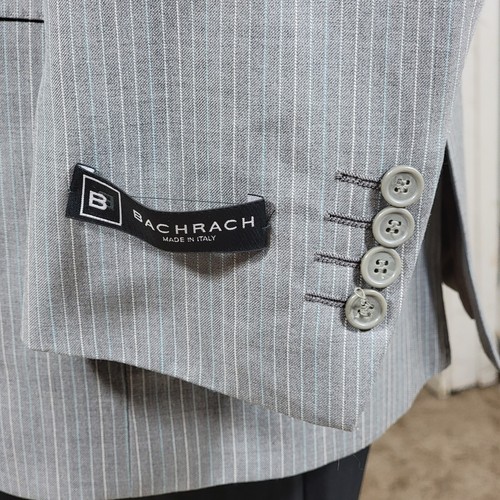 BACHRACH Men's Sport Coat Blazer Two Button Gray Striped Size 42L Made in ITALY - Picture 7 of 12