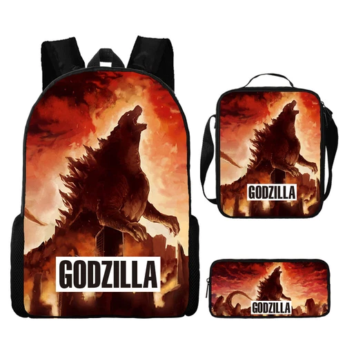 Mochila 3D Godzilla vs Kong Bolsa de libros escolares Mochila Bolsa de almuerzo Estuche para lápices Regalo - Imagen 19 de 50