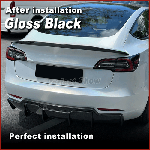 Fit for Tesla Model 3 Sedan 2016-23 Gloss Black Rear Bumper Diffuser Lip Spoiler - Picture 3 of 10