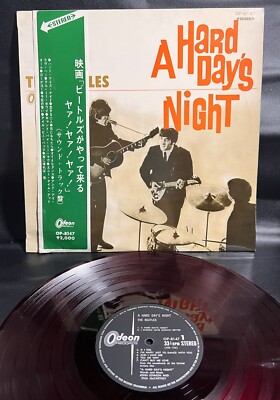 THE BEATLES A HARD DAY'S NIGHT JAPAN ODEON RED VINYL OBI OP-8147