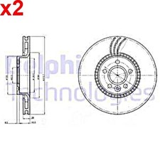 2X DELPHI Bremsscheibe Für VOLVO S60 I V70 III Xc90 30736406