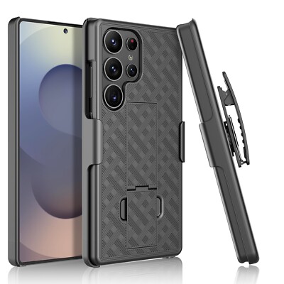 For Samsung Galaxy S25 Ultra S24 Plus S23 FE Case Belt Clip Holster Stand Cover