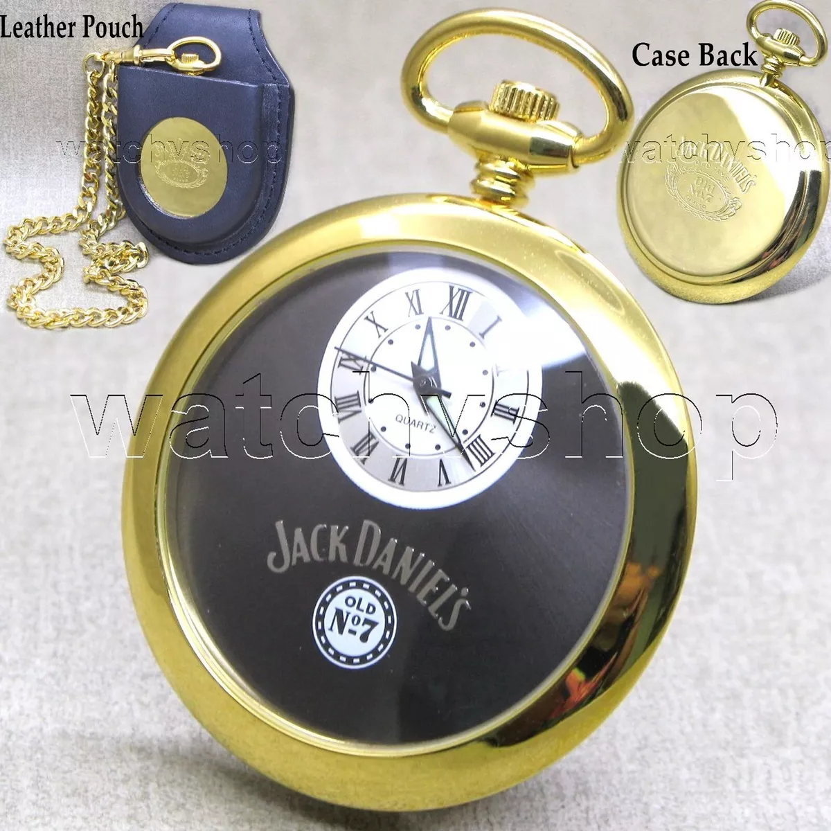 Jack Daniels Limited Old No 7 Pocket Watch with Leather Pouch Gold