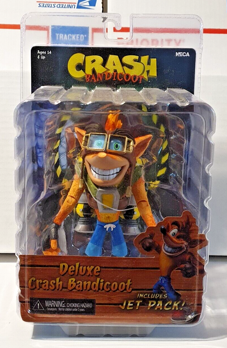 NECA DELUXE CRASH BANDICOOT with JET PACK Action Figure ( nose is