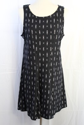 Mudd Juniors Suede Fit & Flare Dress Stretch Black White Geometric Keyhole  XL | eBay
