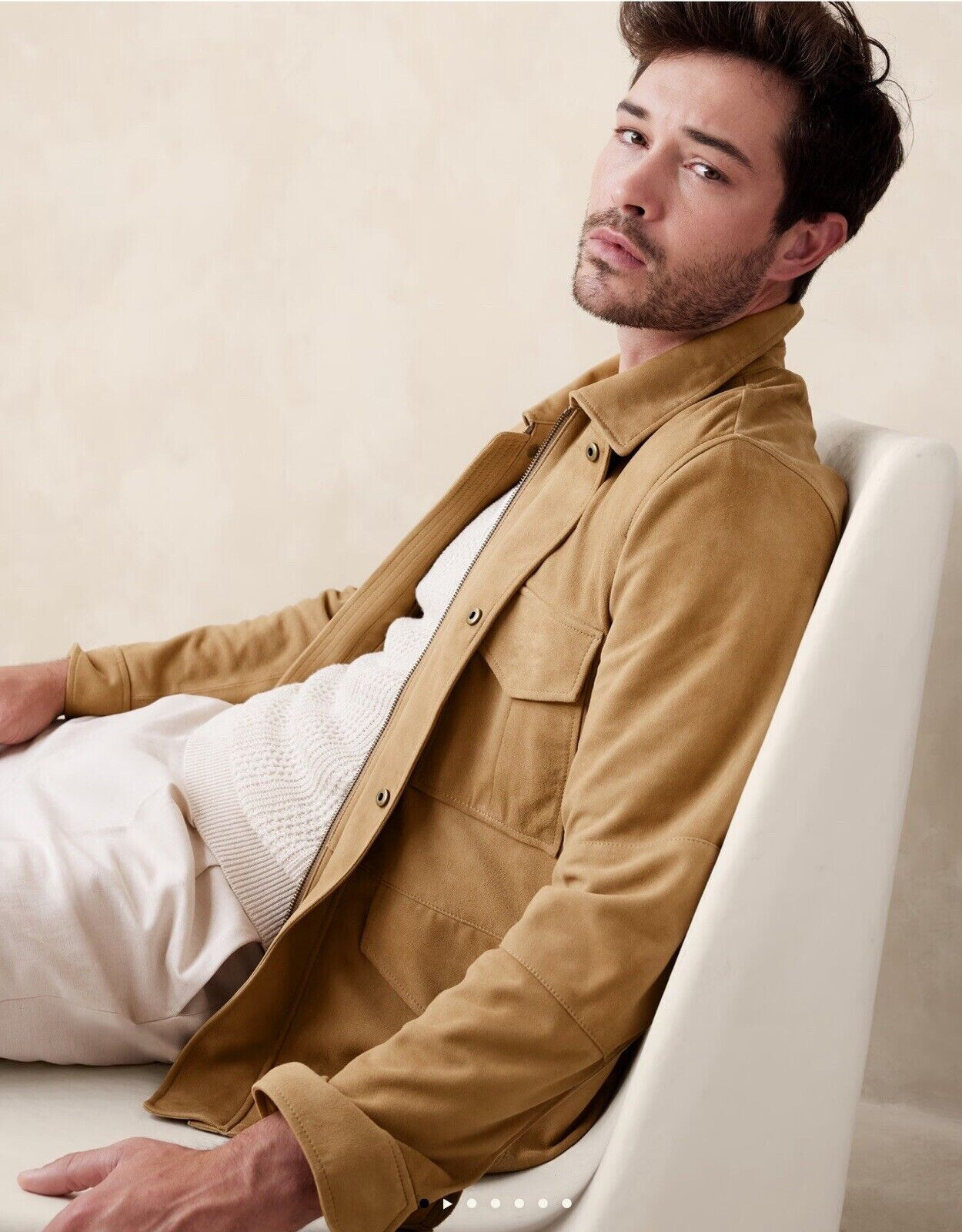 New Banana Republic Mens M Caramel Brown Suede Traveler Jacket Medium $700 image 2