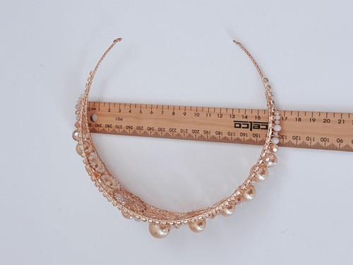 Girls Lady Crystal Princess Beige Pearl Crystal Hair Band Tiara Crown headband - Afbeelding 5 van 11