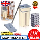 Multi-Functional Wash & Dry Mop and Bucket Set 360°Flat Squeeze Floor Mop+12Pads