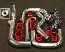 Rdt Chrome Aluminum Intercooler Piping Kit W Red Coupler Honda Civic B16 B18 Ek