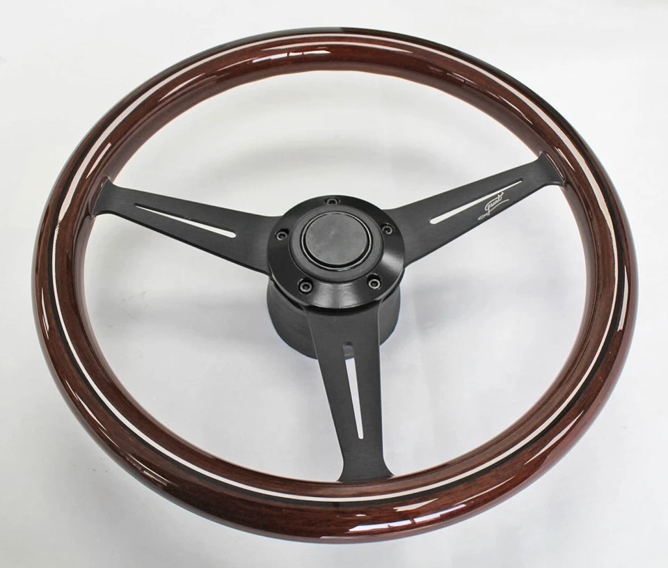 Volante Torino Fairlane Ranchero LTD madera de caoba línea negra 15" Foto 3 de 4