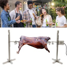 53" Large Grill Rotisserie Spit Roaster Rod Charcoal Barbecue Tools 15W Motor