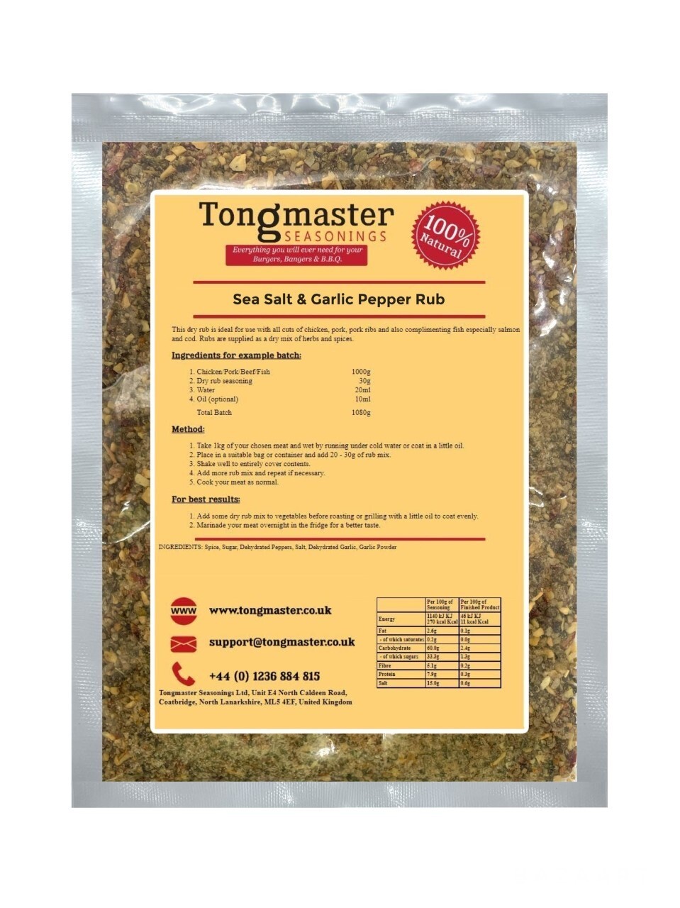 Sea Salt & Garlic Pepper Rub - 200g