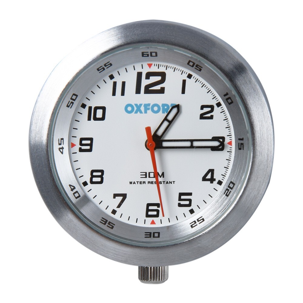 Oxford AnaClock - Titanium Case & White Face- OX561 - Motorcycle Clock