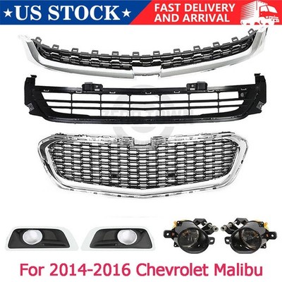For 2014-2016 Chevrolet Malibu Front Upper Center Lower Grille Foglight Set 7pcs