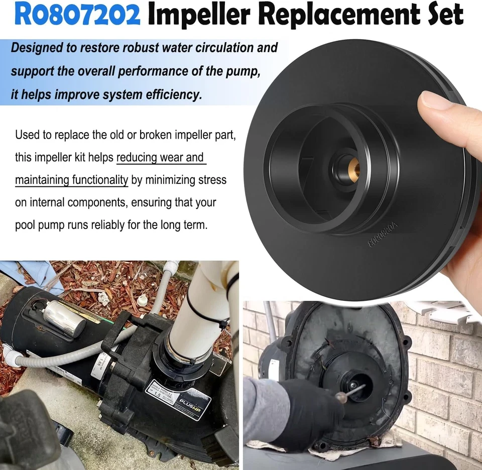 R0807202 Impeller Replacement Kit for Zodiac Jandy SHPF/PHPF SHPM/PHPM 1HP/1.5HP - Image 4 of 4