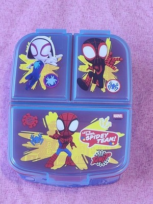 Marvel Spidey Team 3-Compartment Kids Lunch Box Snap Lid Plastic Reusable