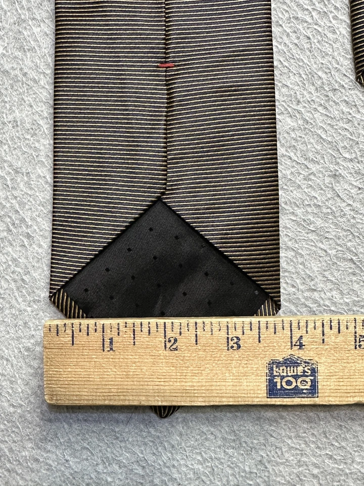 VINTAGE Brandini Gravata Gravata Adulto Marrom Preto Designer Seda EUA Masculino - Imagem 4 de 4