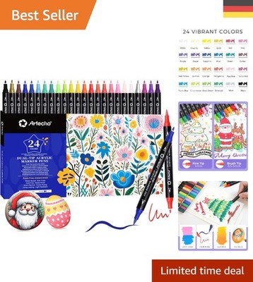 Kreativer Acrylmarker Set mit 24 Farben, doppelte Spitzen für Kunst & Basteln