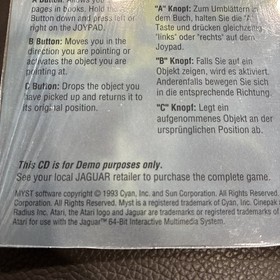 Atari Jaguar Demo CD - Myst - Brand New Factory Sealed 1993 In Original Plastic