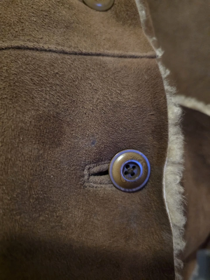Abrigo para mujer The Territory Ahead L gamuza cuero genuino beige acogedor invierno Foto 3 de 4