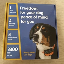 PetSpy M686B Dog Training Bark Shock Collar Dual For 2 Dogs 1100 Yards Brand New