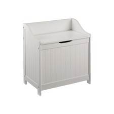 Laundry Storage Box 60L White Monks Bench Style Bathroom Bedroom Unit