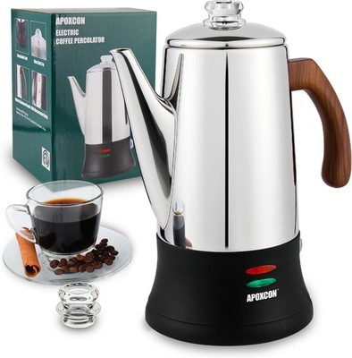 Electric Coffee Percolator Stainless Steel Coffee Maker with Two Heat  Resistant | eBay
