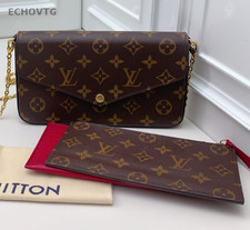 Louis Vuitton Monogram Chain Shoulder Bag Clutch Brown Gold Women Classic