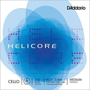 D'Addario Helicore Cello Single A String, 3/4 Scale, Medium Tension
