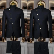 Formal Men's Suit Business Hosting 2Pcs Black Prom Birthday Party Jacket Coat