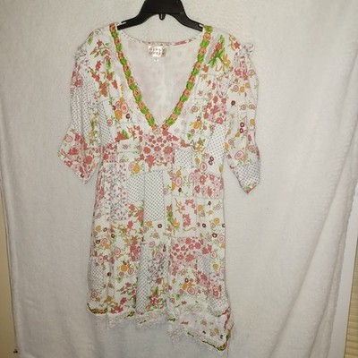 Gipsy Queen Large Floral Embroidered Whimsy Lace Layered Mini Gauze Dress (34E)