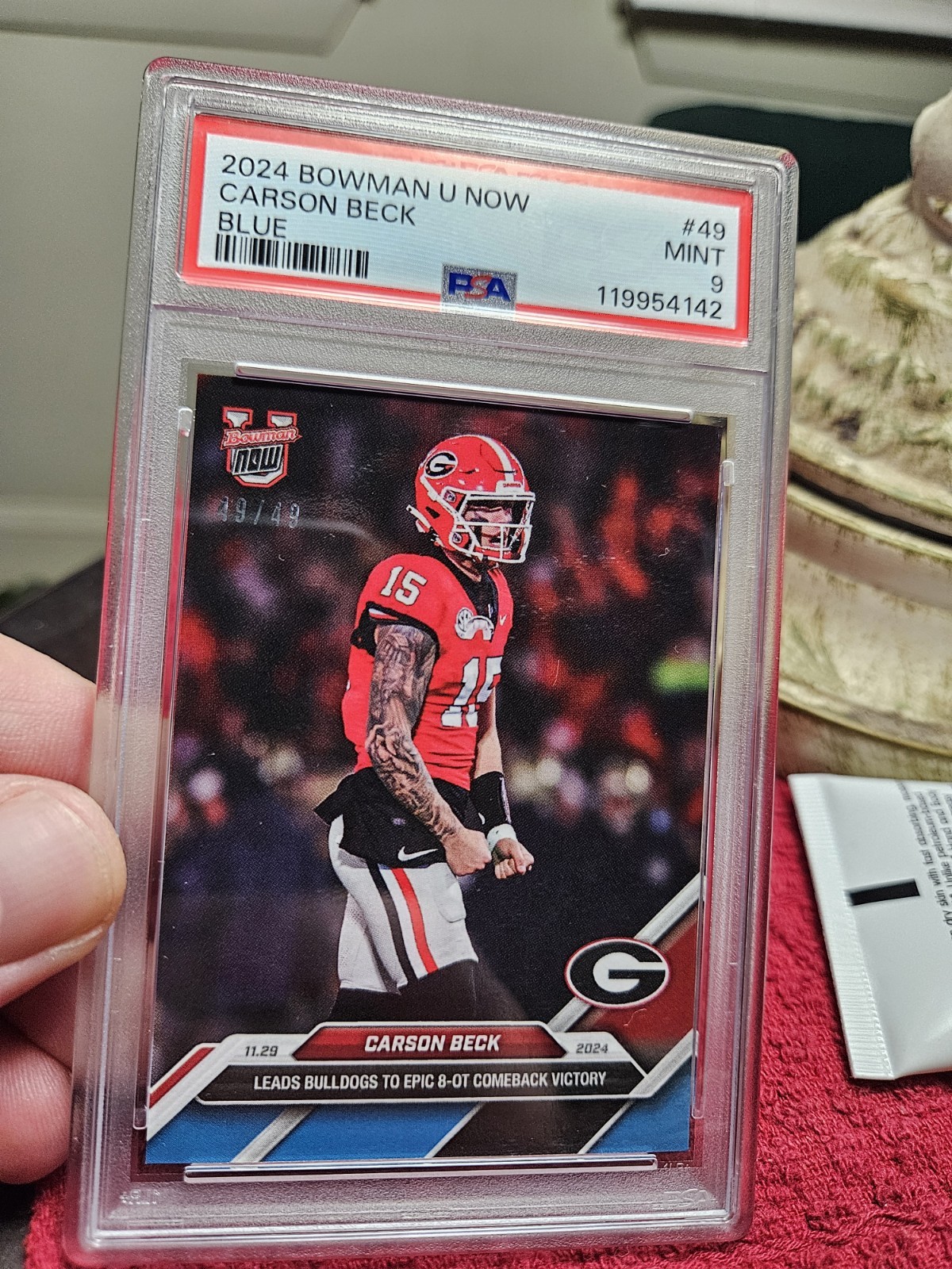 Carson Beck 2024 Bowman U Now Blue PSA 9 49/49 Miami